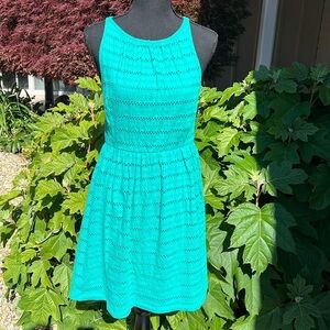 Ann‎ Taylor LOFT green eyelet dress sz XS